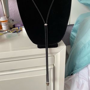Black suede choker lariat with silver arrow Ends. OS